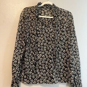 Floral Black and White Women's Top